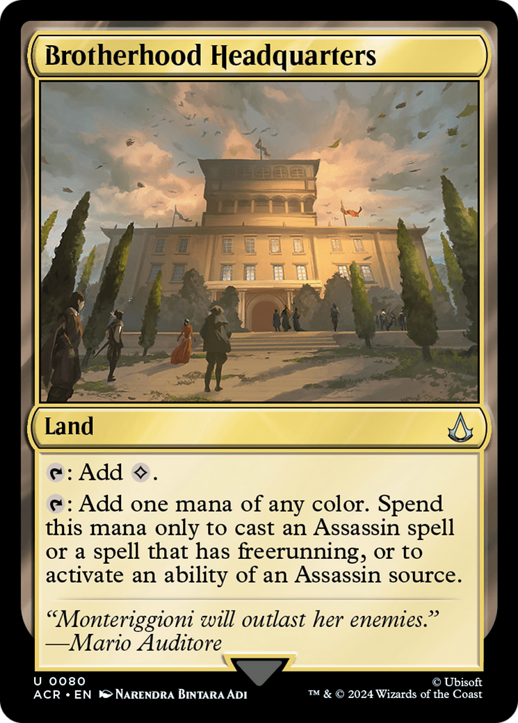 Brotherhood Headquarters (ACR-080) - Assassin's Creed Foil - Premium MTG Single from Wizards of the Coast - Just $0.25! Shop now at Game Crave Tournament Store