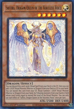 Saffira, Dragon Queen of the Voiceless Voice (PHNI-EN020) - Phantom Nightmare 1st Edition - Premium Yugioh Single from Konami - Just $5.76! Shop now at Game Crave Tournament Store