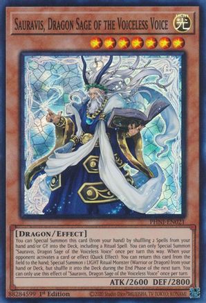 Sauravis, Dragon Sage of the Voiceless Voice (PHNI-EN021) - Phantom Nightmare 1st Edition - Premium Yugioh Single from Konami - Just $0.25! Shop now at Game Crave Tournament Store
