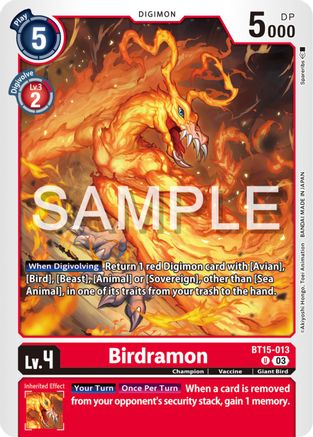 Birdramon (BT15-013) - Exceed Apocalypse - Premium Digimon Single from Bandai - Just $0.25! Shop now at Game Crave Tournament Store