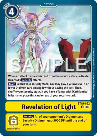 Revelation of Light (BT15-092) - Exceed Apocalypse - Premium Digimon Single from Bandai - Just $0.25! Shop now at Game Crave Tournament Store