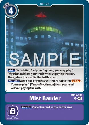Mist Barrier (BT15-098) - Exceed Apocalypse - Premium Digimon Single from Bandai - Just $0.25! Shop now at Game Crave Tournament Store