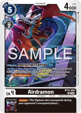 Airdramon (BT15-059) - Exceed Apocalypse - Premium Digimon Single from Bandai - Just $0.25! Shop now at Game Crave Tournament Store