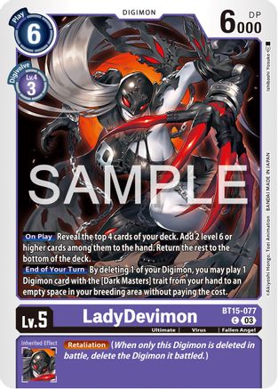 LadyDevimon (BT15-077) - Exceed Apocalypse - Premium Digimon Single from Bandai - Just $0.25! Shop now at Game Crave Tournament Store