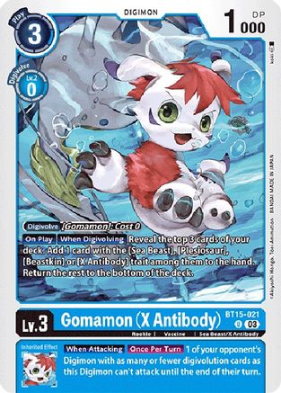 Gomamon (X Antibody) (BT15-021) - Exceed Apocalypse - Premium Digimon Single from Bandai - Just $0.25! Shop now at Game Crave Tournament Store