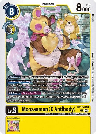 Monzaemon (X Antibody) (BT15-040) - Exceed Apocalypse - Premium Digimon Single from Bandai - Just $0.25! Shop now at Game Crave Tournament Store