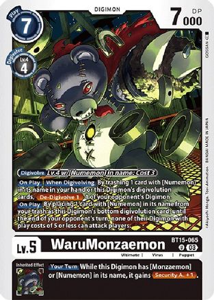 WaruMonzaemon (BT15-065) - Exceed Apocalypse - Premium Digimon Single from Bandai - Just $0.25! Shop now at Game Crave Tournament Store