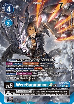 WereGarurumon Ace (Alternate Art) (BT15-026) - Exceed Apocalypse Foil - Premium Digimon Single from Bandai - Just $5.49! Shop now at Game Crave Tournament Store
