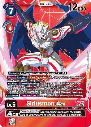 Siriusmon Ace (English Exclusive) (LM-001) - Exceed Apocalypse Foil - Premium Digimon Single from Bandai - Just $1.28! Shop now at Game Crave Tournament Store