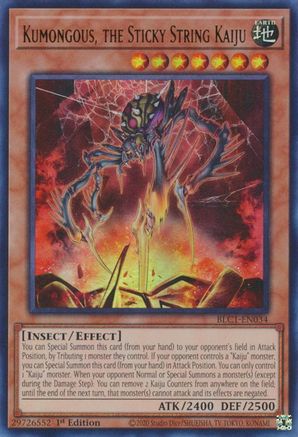 Kumongous, the Sticky String Kaiju (BLC1-EN034) - Battles of Legend: Chapter 1 1st Edition - Premium Yugioh Single from Konami - Just $0.98! Shop now at Game Crave Tournament Store