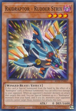 Raidraptor - Rudder Strix (BLC1-EN047) - Battles of Legend: Chapter 1 1st Edition - Premium Yugioh Single from Konami - Just $0.25! Shop now at Game Crave Tournament Store