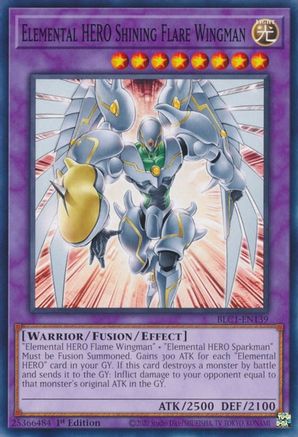 Elemental HERO Shining Flare Wingman (BLC1-EN139) - Battles of Legend: Chapter 1 1st Edition - Premium Yugioh Single from Konami - Just $0.25! Shop now at Game Crave Tournament Store