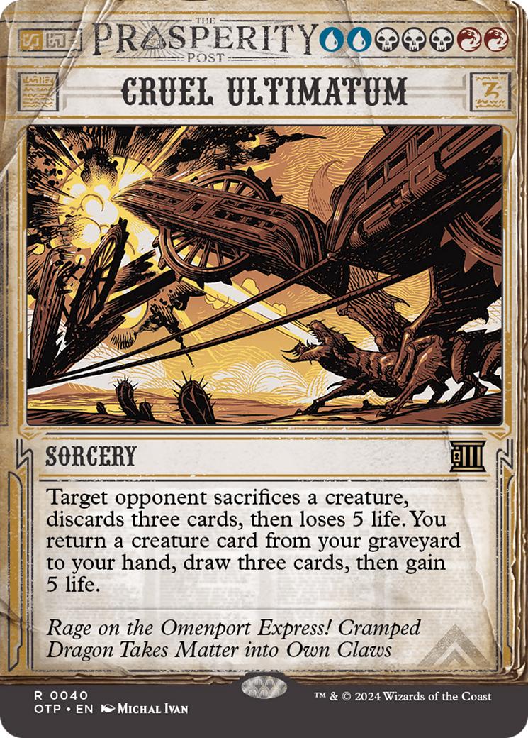 Cruel Ultimatum (OTP-040) - Breaking News: (Showcase) (Borderless) Foil - Premium MTG Single from Wizards of the Coast - Just $0.25! Shop now at Game Crave Tournament Store