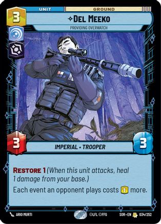 Del Meeko - Providing Overwatch (SPARK OF REBELLION) Foil - Premium Star Wars: Unlimited Single from Spark of Rebellion - Just $0.12! Shop now at Game Crave Tournament Store