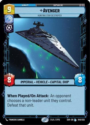 Avenger - Hunting Star Destroyer (SPARK OF REBELLION) Foil - Premium Star Wars: Unlimited Single from Spark of Rebellion - Just $4.99! Shop now at Game Crave Tournament Store