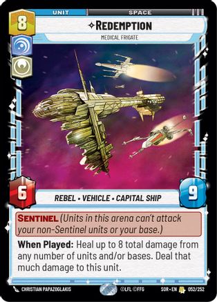 Redemption - Medical Frigate (SPARK OF REBELLION) Foil - Premium Star Wars: Unlimited Single from Spark of Rebellion - Just $0.33! Shop now at Game Crave Tournament Store