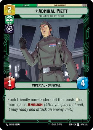 Admiral Piett - Captain of the Executor (79) - Spark of Rebellion - Premium Star Wars: Unlimited Single from Spark of Rebellion - Just $0.08! Shop now at Game Crave Tournament Store