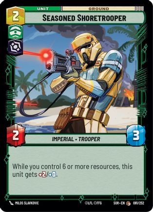 Seasoned Shoretrooper (81) - Spark of Rebellion - Premium Star Wars: Unlimited Single from Spark of Rebellion - Just $0.08! Shop now at Game Crave Tournament Store