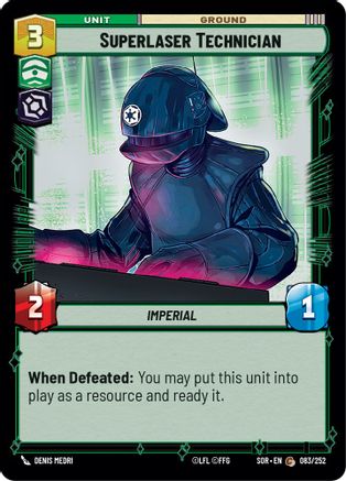 Superlaser Technician (SPARK OF REBELLION) Foil - Premium Star Wars: Unlimited Single from Spark of Rebellion - Just $0.08! Shop now at Game Crave Tournament Store