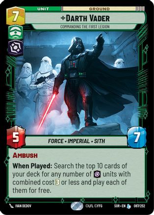 Darth Vader - Commanding the First Legion (SPARK OF REBELLION) - Premium Star Wars: Unlimited Single from Spark of Rebellion - Just $9.19! Shop now at Game Crave Tournament Store