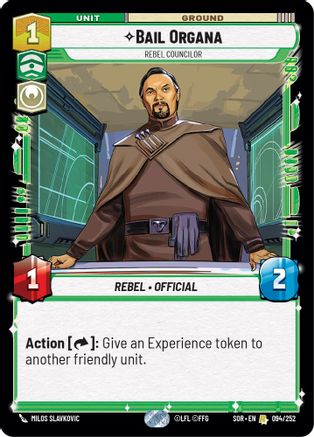 Bail Organa - Rebel Councilor (SPARK OF REBELLION) Foil - Premium Star Wars: Unlimited Single from Spark of Rebellion - Just $0.12! Shop now at Game Crave Tournament Store