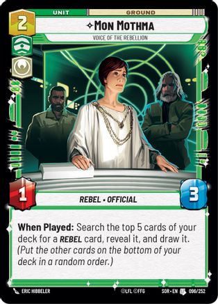 Mon Mothma - Voice of the Rebellion (96) - Spark of Rebellion - Premium Star Wars: Unlimited Single from Spark of Rebellion - Just $0.08! Shop now at Game Crave Tournament Store