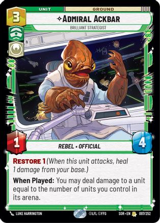 Admiral Ackbar - Brilliant Strategist (SPARK OF REBELLION) - Premium Star Wars: Unlimited Single from Spark of Rebellion - Just $0.47! Shop now at Game Crave Tournament Store