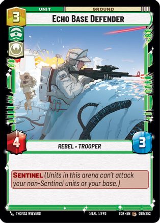 Echo Base Defender (098/252) - Spark of Rebellion Foil - Premium Star Wars: Unlimited Single from Spark of Rebellion - Just $0.08! Shop now at Game Crave Tournament Store