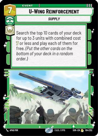 U-Wing Reinforcement (SPARK OF REBELLION) Foil - Premium Star Wars: Unlimited Single from Spark of Rebellion - Just $1.12! Shop now at Game Crave Tournament Store