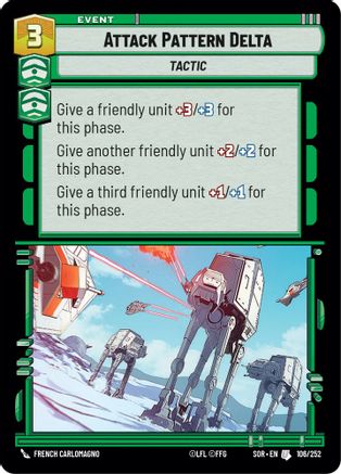 Attack Pattern Delta (106/252) - Spark of Rebellion Foil - Premium Star Wars: Unlimited Single from Spark of Rebellion - Just $0.08! Shop now at Game Crave Tournament Store