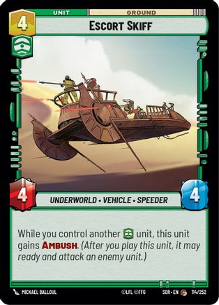 Escort Skiff (114/252) - Spark of Rebellion Foil - Premium Star Wars: Unlimited Single from Spark of Rebellion - Just $0.08! Shop now at Game Crave Tournament Store