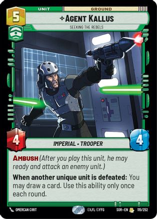 Agent Kallus - Seeking the Rebels (SPARK OF REBELLION) Foil - Premium Star Wars: Unlimited Single from Spark of Rebellion - Just $0.11! Shop now at Game Crave Tournament Store