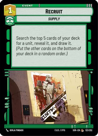 Recruit (123/252) - Spark of Rebellion - Premium Star Wars: Unlimited Single from Spark of Rebellion - Just $0.08! Shop now at Game Crave Tournament Store