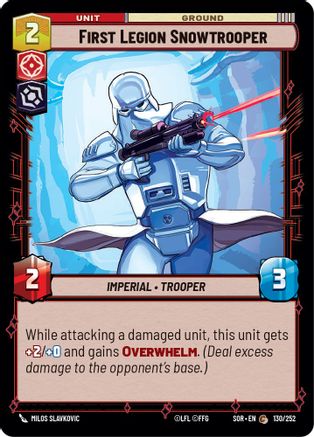 First Legion Snowtrooper (130) - Spark of Rebellion Foil - Premium Star Wars: Unlimited Single from Spark of Rebellion - Just $0.08! Shop now at Game Crave Tournament Store