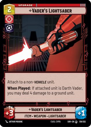 Vader's Lightsaber (SPARK OF REBELLION) - Premium Star Wars: Unlimited Single from Spark of Rebellion - Just $0.08! Shop now at Game Crave Tournament Store