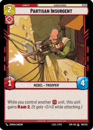 Partisan Insurgent (159/252) - Spark of Rebellion Foil - Premium Star Wars: Unlimited Single from Spark of Rebellion - Just $0.08! Shop now at Game Crave Tournament Store