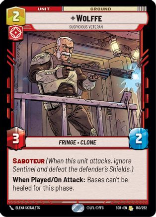 Wolffe - Suspicious Veteran (SPARK OF REBELLION) Foil - Premium Star Wars: Unlimited Single from Spark of Rebellion - Just $0.20! Shop now at Game Crave Tournament Store