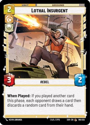 Lothal Insurgent (190/252) - Spark of Rebellion Foil - Premium Star Wars: Unlimited Single from Spark of Rebellion - Just $0.08! Shop now at Game Crave Tournament Store