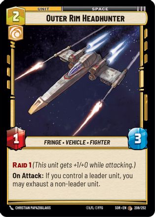 Outer Rim Headhunter (208/252) - Spark of Rebellion - Premium Star Wars: Unlimited Single from Spark of Rebellion - Just $0.08! Shop now at Game Crave Tournament Store