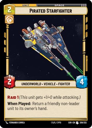 Pirated Starfighter (209/252) - Spark of Rebellion - Premium Star Wars: Unlimited Single from Spark of Rebellion - Just $0.08! Shop now at Game Crave Tournament Store