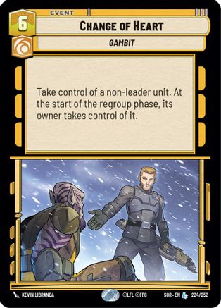 Change of Heart (SPARK OF REBELLION) Foil - Premium Star Wars: Unlimited Single from Spark of Rebellion - Just $1.05! Shop now at Game Crave Tournament Store