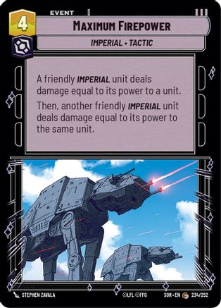 Maximum Firepower (234) - Spark of Rebellion Foil - Premium Star Wars: Unlimited Single from Spark of Rebellion - Just $0.08! Shop now at Game Crave Tournament Store