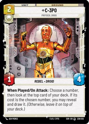 C-3PO - Protocol Droid (SPARK OF REBELLION) - Premium Star Wars: Unlimited Single from Spark of Rebellion - Just $0.14! Shop now at Game Crave Tournament Store