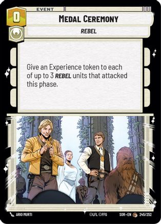 Medal Ceremony (245/252) - Spark of Rebellion Foil - Premium Star Wars: Unlimited Single from Spark of Rebellion - Just $0.08! Shop now at Game Crave Tournament Store