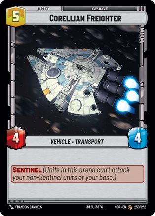 Corellian Freighter (250) - Spark of Rebellion Foil - Premium Star Wars: Unlimited Single from Spark of Rebellion - Just $0.08! Shop now at Game Crave Tournament Store
