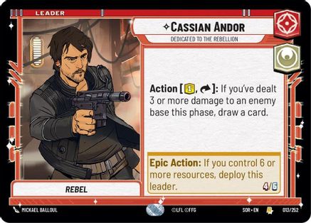 Cassian Andor - Dedicated to the Rebellion (13) - Spark of Rebellion - Premium Star Wars: Unlimited Single from Spark of Rebellion - Just $0.08! Shop now at Game Crave Tournament Store