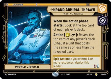 Grand Admiral Thrawn - Patient and Insightful (SPARK OF REBELLION) - Premium Star Wars: Unlimited Single from Spark of Rebellion - Just $0.08! Shop now at Game Crave Tournament Store