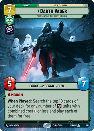 Darth Vader - Commanding the First Legion (Hyperspace) (SPARK OF REBELLION) Foil - Premium Star Wars: Unlimited Single from Spark of Rebellion - Just $19.62! Shop now at Game Crave Tournament Store