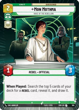 Mon Mothma - Voice of the Rebellion (Hyperspace) (SPARK OF REBELLION) Foil - Premium Star Wars: Unlimited Single from Spark of Rebellion - Just $0.35! Shop now at Game Crave Tournament Store