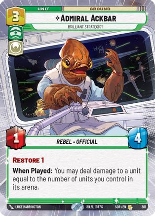 Admiral Ackbar - Brilliant Strategist (Hyperspace) (SPARK OF REBELLION) - Premium Star Wars: Unlimited Single from Spark of Rebellion - Just $1.18! Shop now at Game Crave Tournament Store